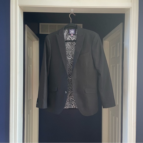 Savile Row Co Slim Fit Peak Lapel Micro Check Blazer - Picture 4 of 8